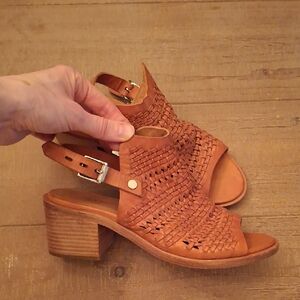 rag & bone Tan Woven Leather Slingback Heeled Boho Sandals (EU 36.5/US 6.5)